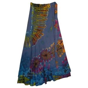 XXL Teal Bohemian Tie Dye Skirt with Wrap Around